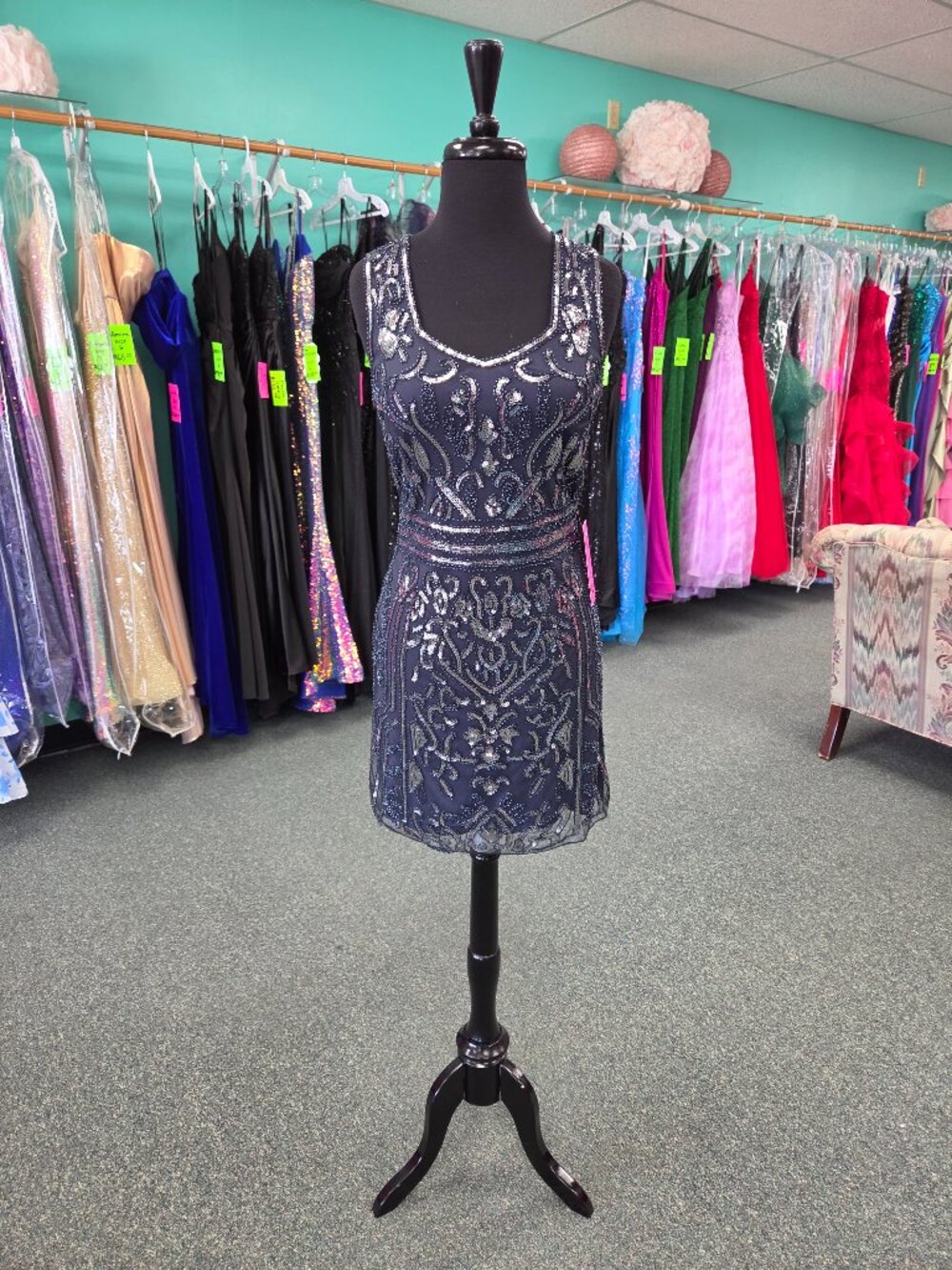 Private Label Monika Navy Blue Size 8 Short Sequin Homecoming Formal Dress